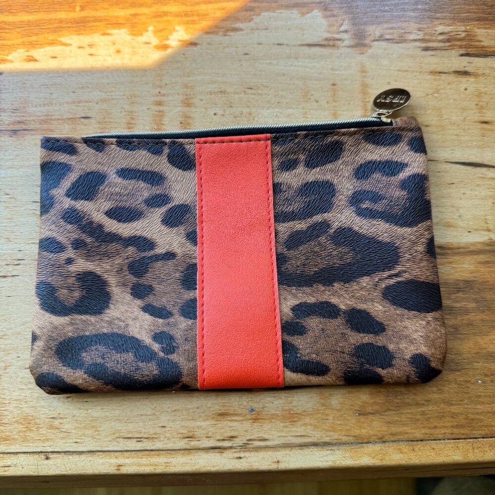 Ipsy Leopard Pouch with Orange Detail